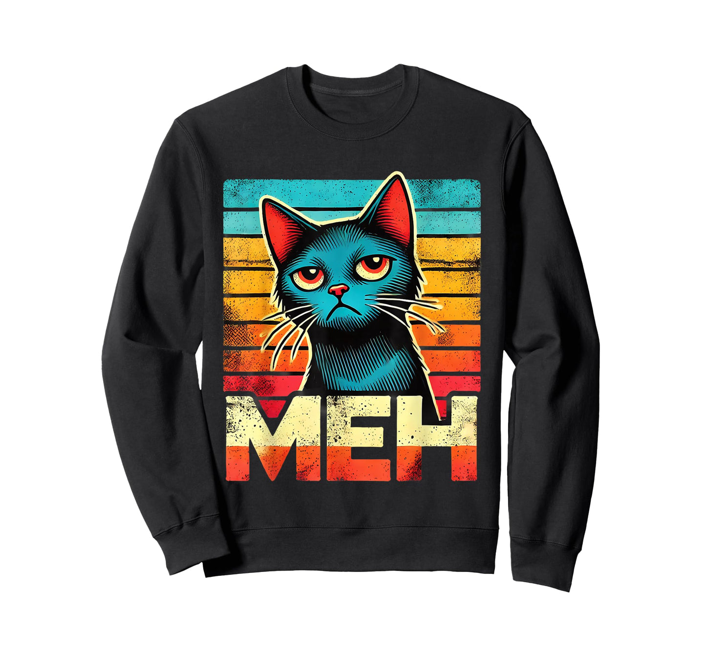 Cat Meh Funny Boys Girls Teens Men Women T-Shirt