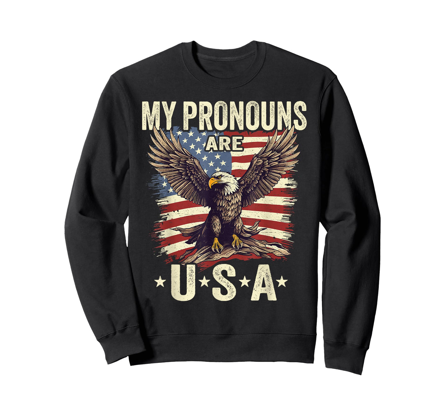 Patriotic American Flag Eagle 4th July My Pronouns Are USA T-Shirt