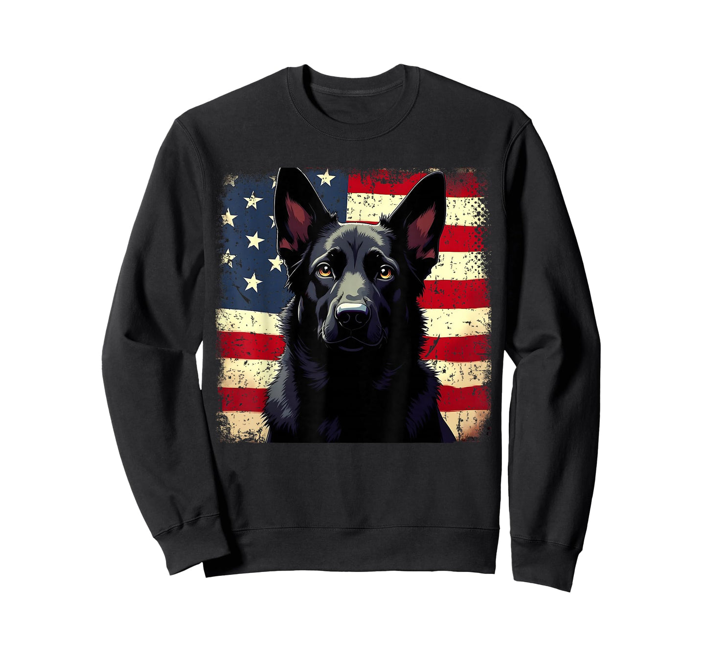 Patriotic Black German Shepherd USA American Flag Dog Lover T-Shirt