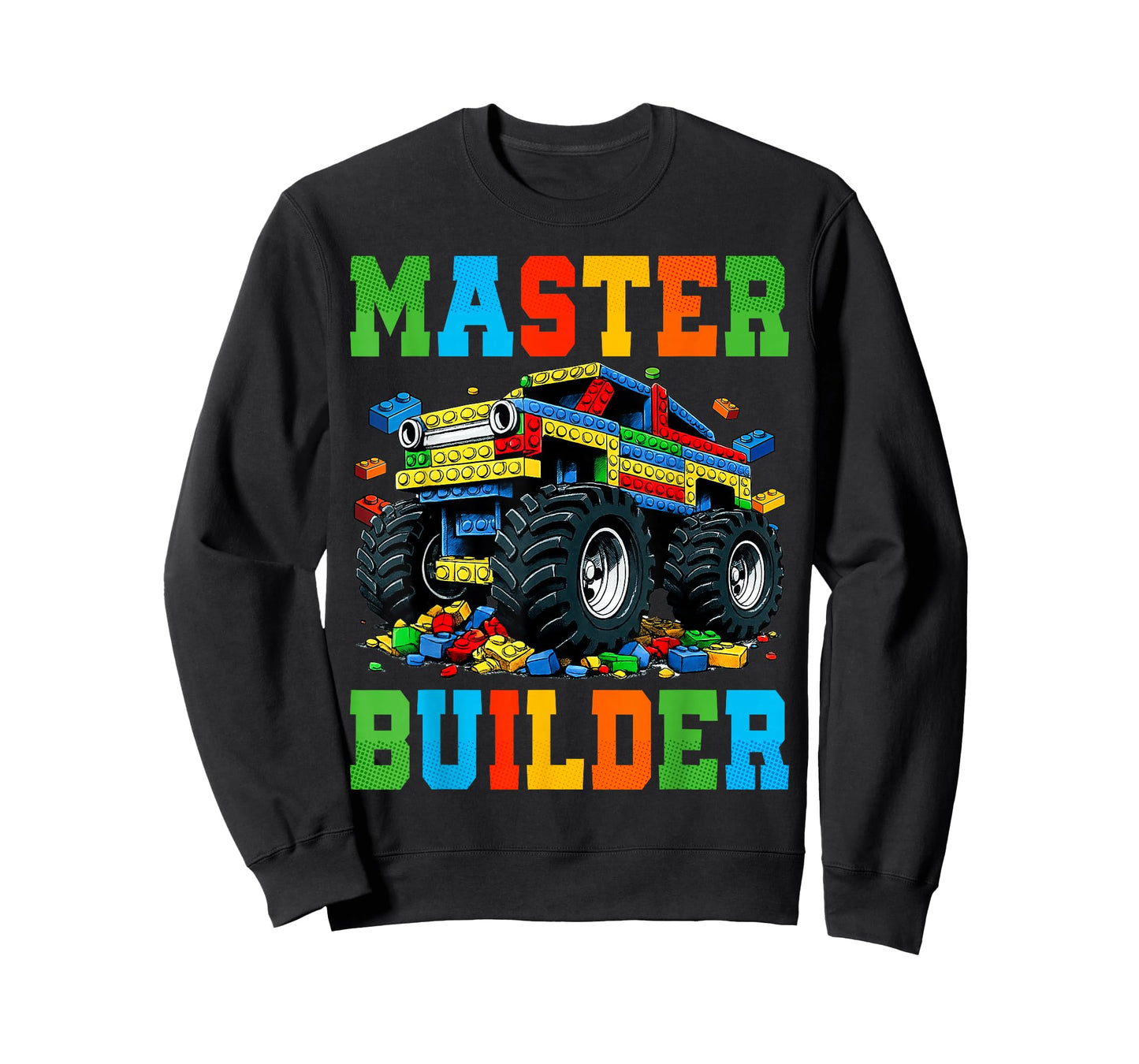 Monster Truck Master Builder Kids Building Bricks Blocks T-Shirt