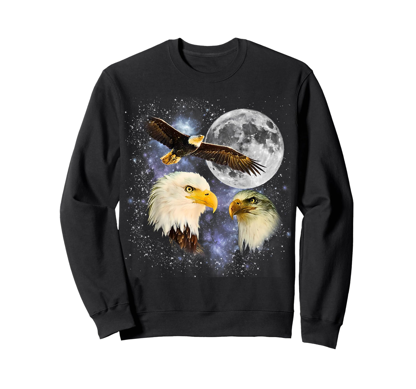 Three Bald Eagle Moon Meme Funny American Bird Eagles Lover T-Shirt