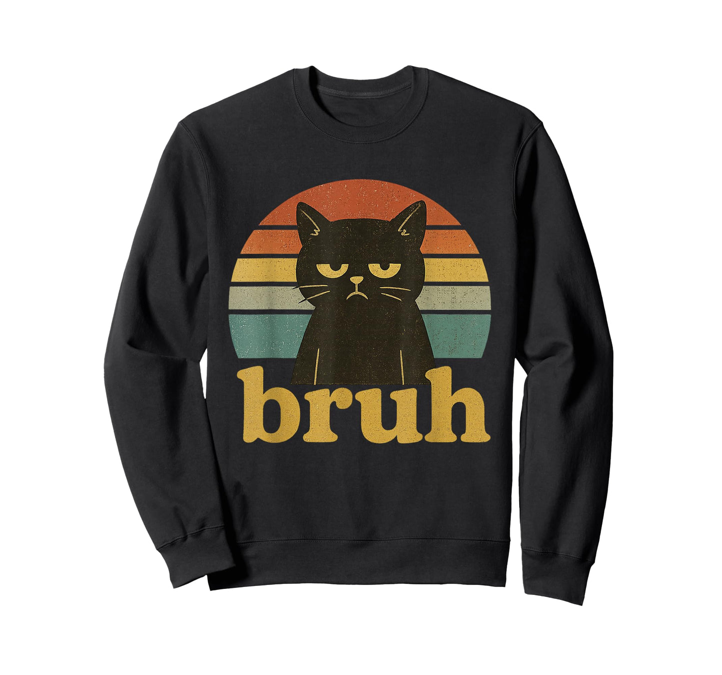 Funny Meme saying Bruh Retro Cat T-Shirt