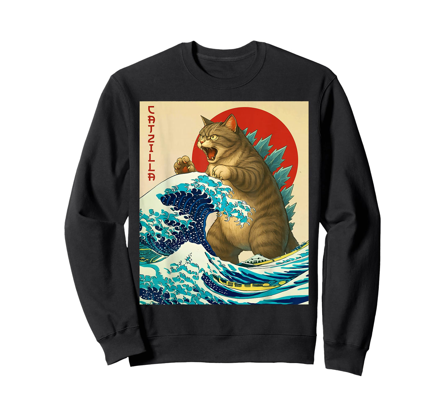 Catzilla Funny Cat Japanese Art Cat Meme for Men Women Kids T-Shirt