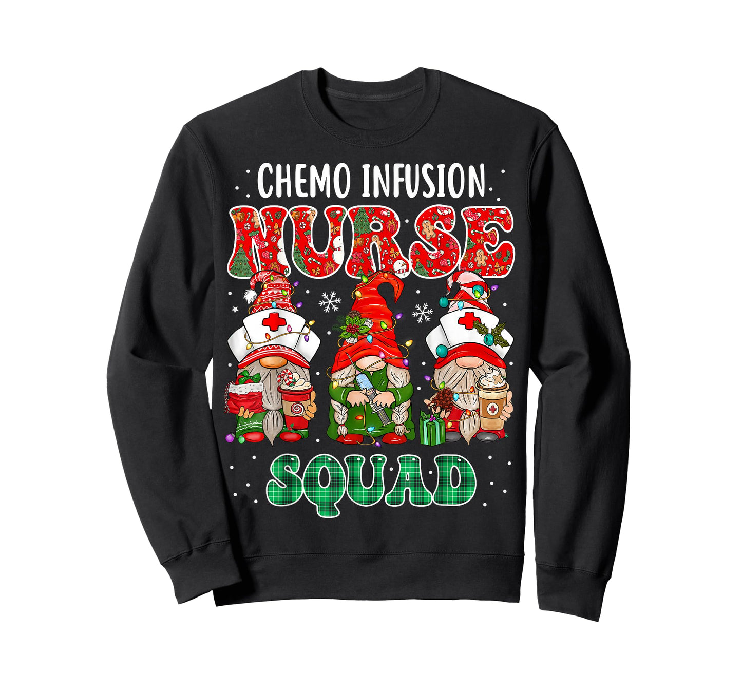 Chemo Infusion Nurse Cute Christmas Gnomes Oncology Nurse T-Shirt