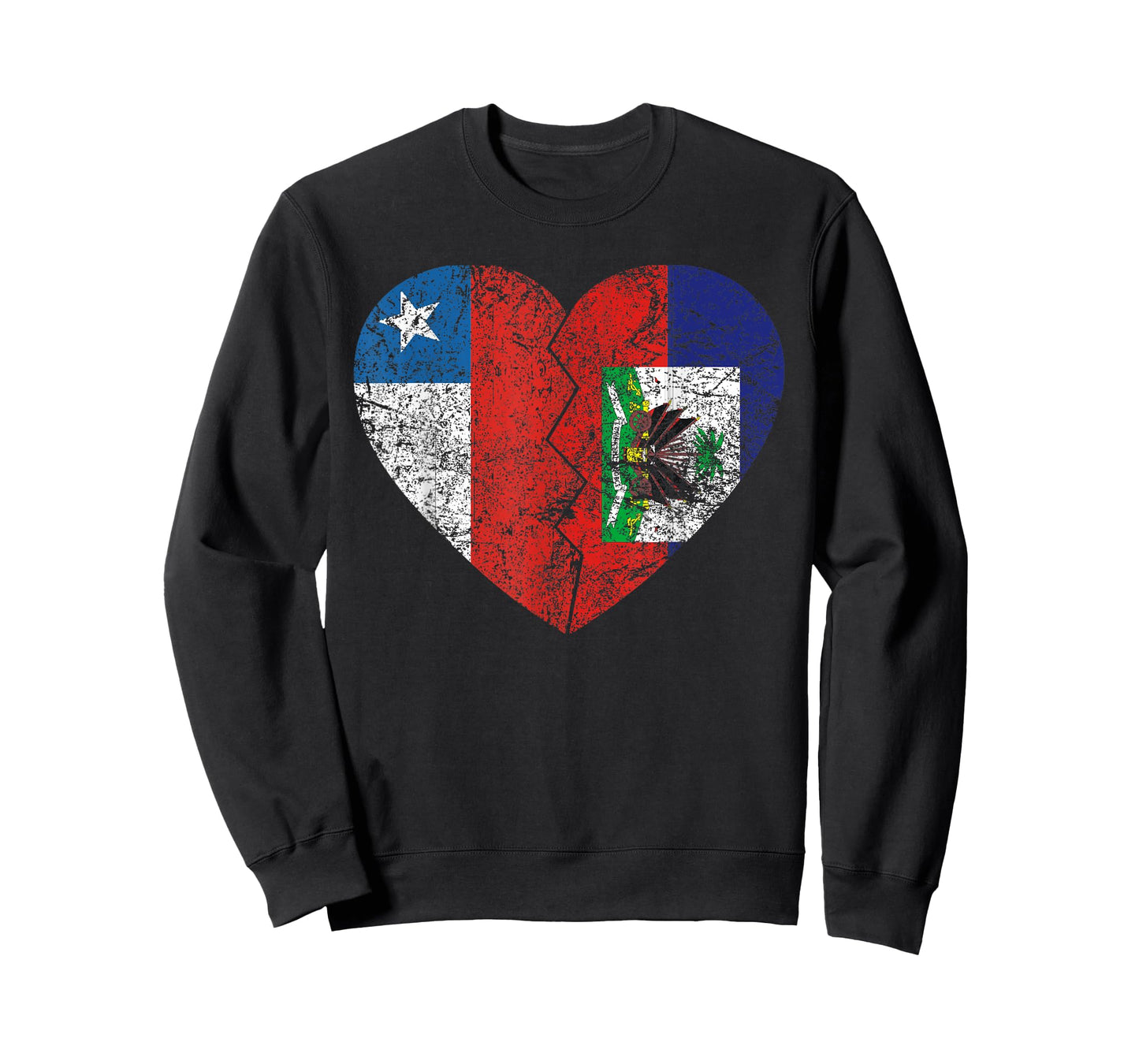 Haitian Chilean Flags Heart | Chile Haiti Roots Vintage T-Shirt