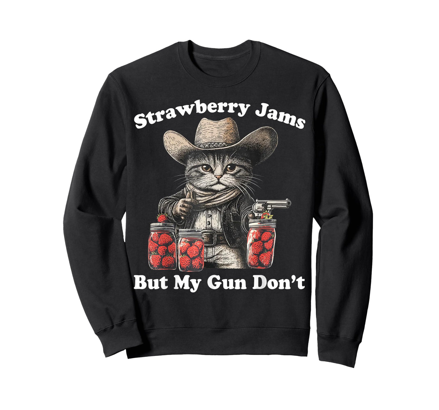 Strawberry Jams But My Gun Don't Funny Cat T-Shirt