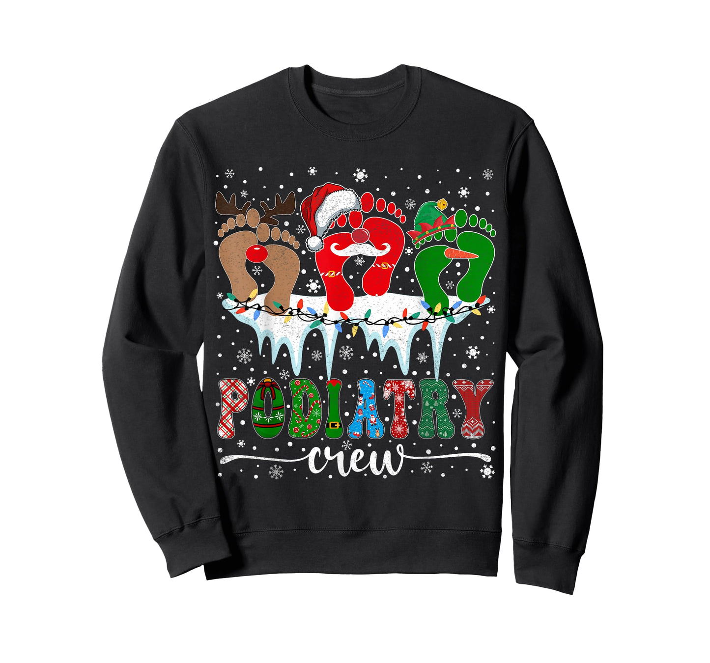 Christmas Footprint Doctor Podiatrist Podiatry Crew Xmas T-Shirt