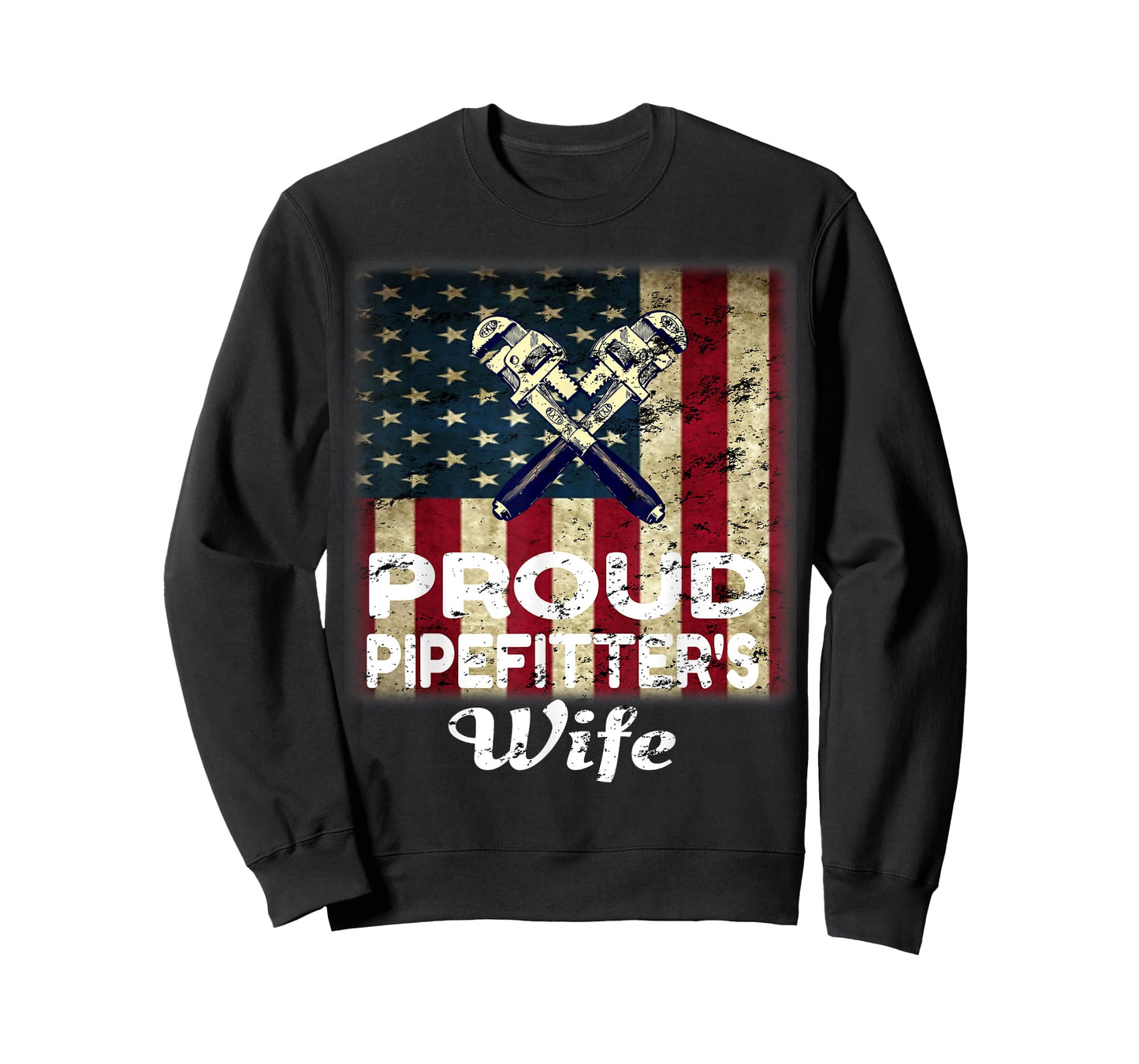 Pipefitters Wife Novelty T-Shirt American Flag Gift T-Shirt