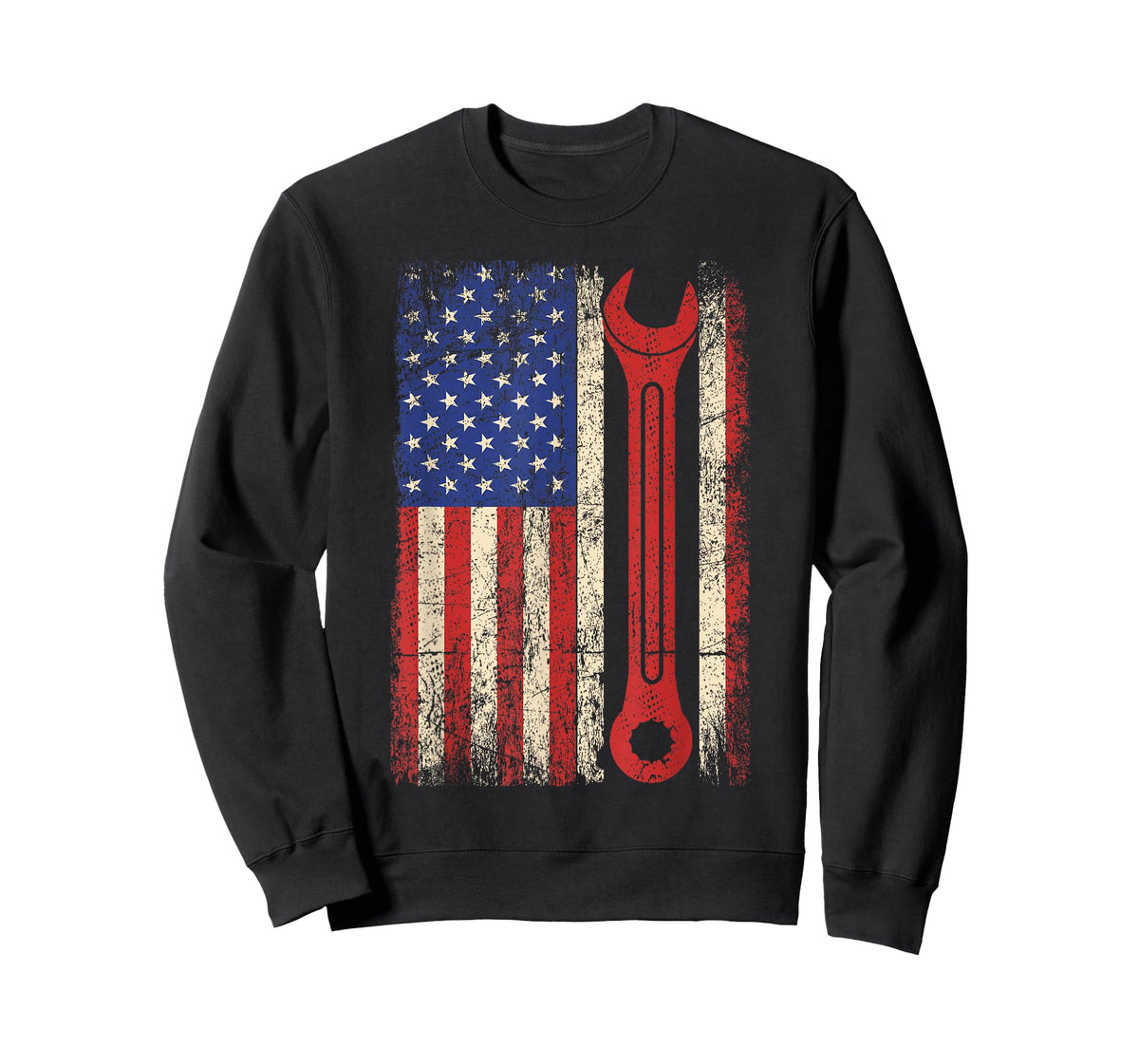 Car Mechanic Wrench Workshop Tools US American Flag Men Tee T-Shirt