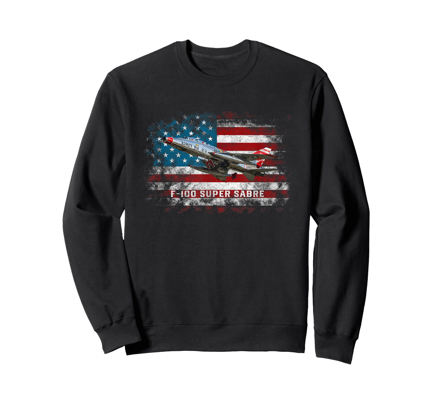 F-100 Super Sabre Jet Fighter Plane American Flag Pilot Vet T-Shirt
