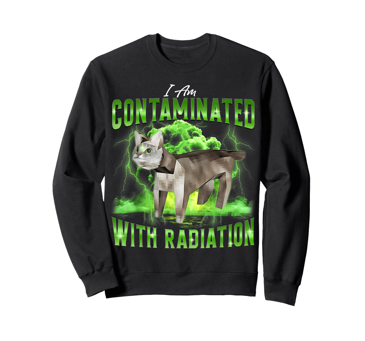 I Am Contaminated Funny Cat Meme Unhinged Weirdcore Design T-Shirt