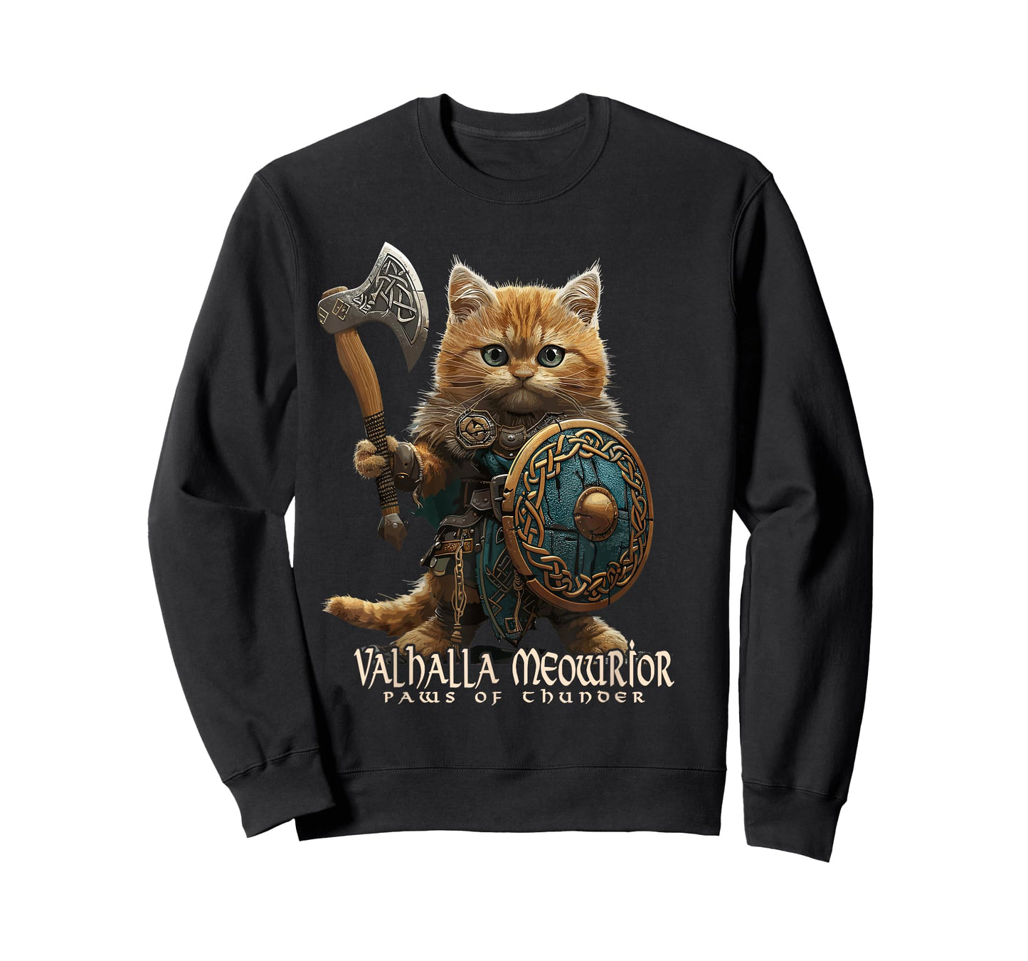 Nordic Norse Valhalla Viking Cat Warrior for Women Men Kids T-Shirt