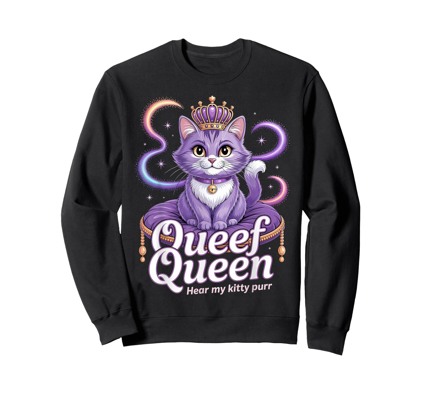 Funny Purple Queen cat Dirty Joke Kitty Purr Rude Cat Meme T-Shirt