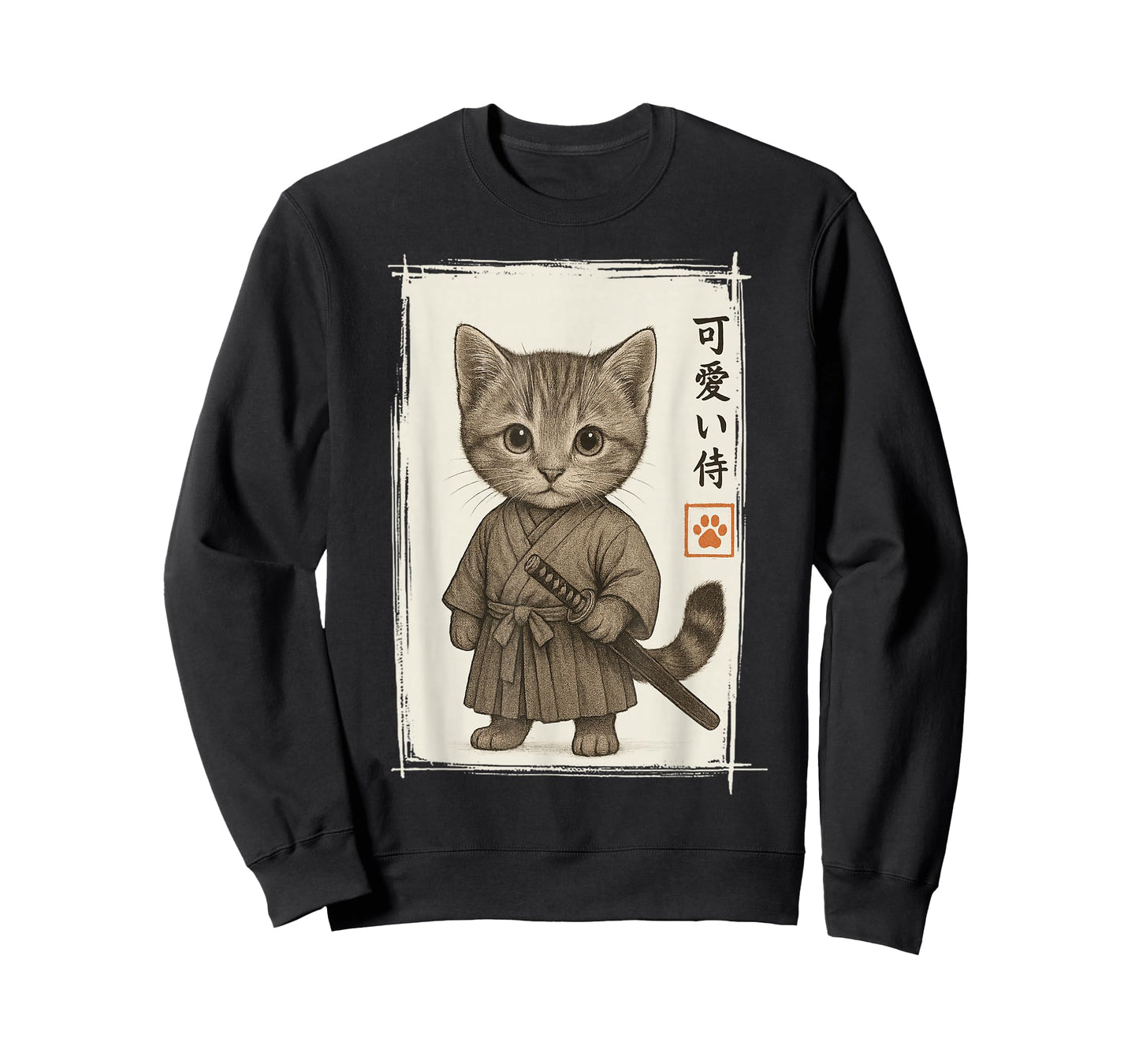Samurai Kitten Japanese Anime Funny Cat Gifts Men Women Kid T-Shirt