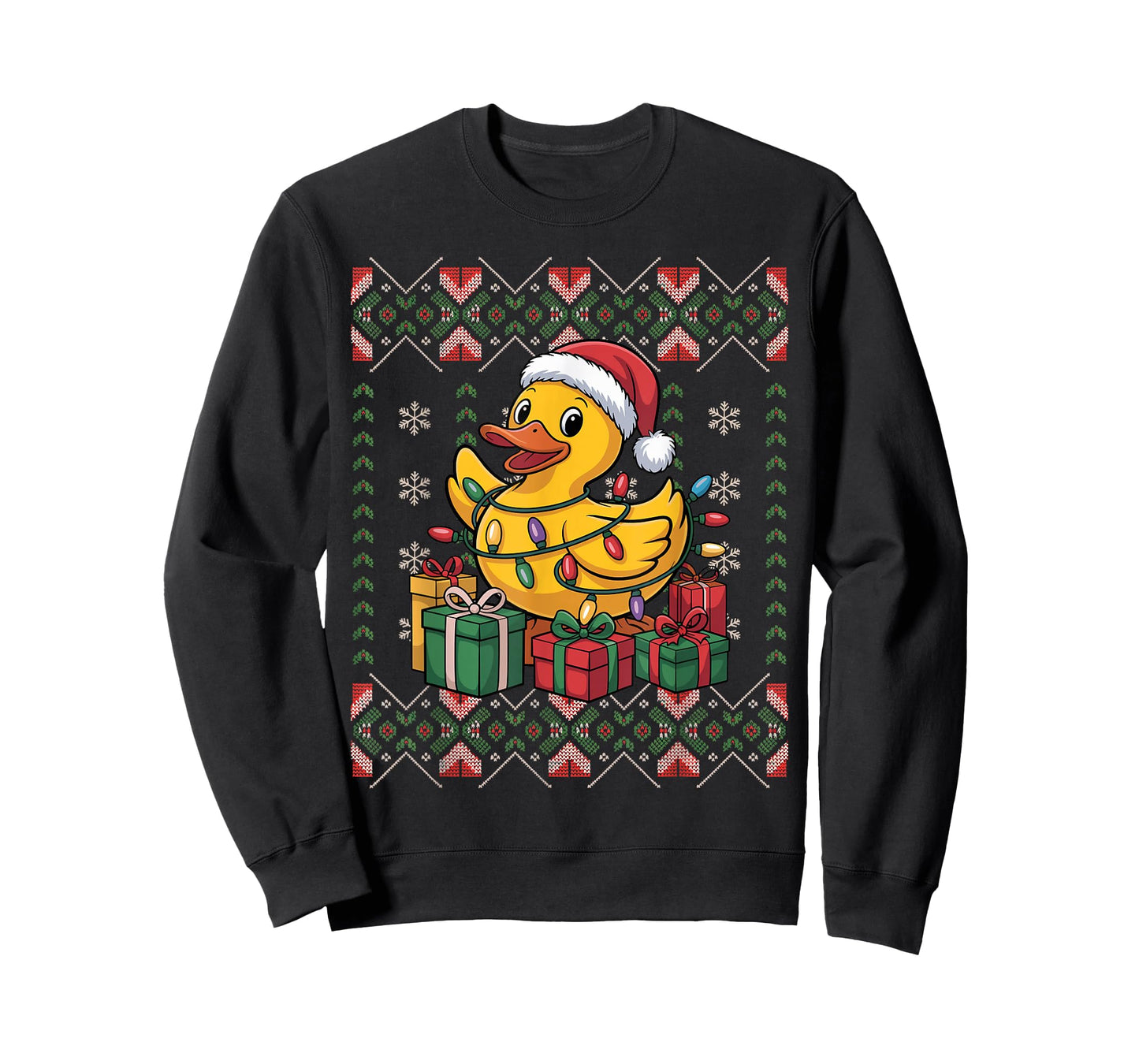 Santa Rubber Duck Christmas Ugly Sweater Funny Holiday T-Shirt