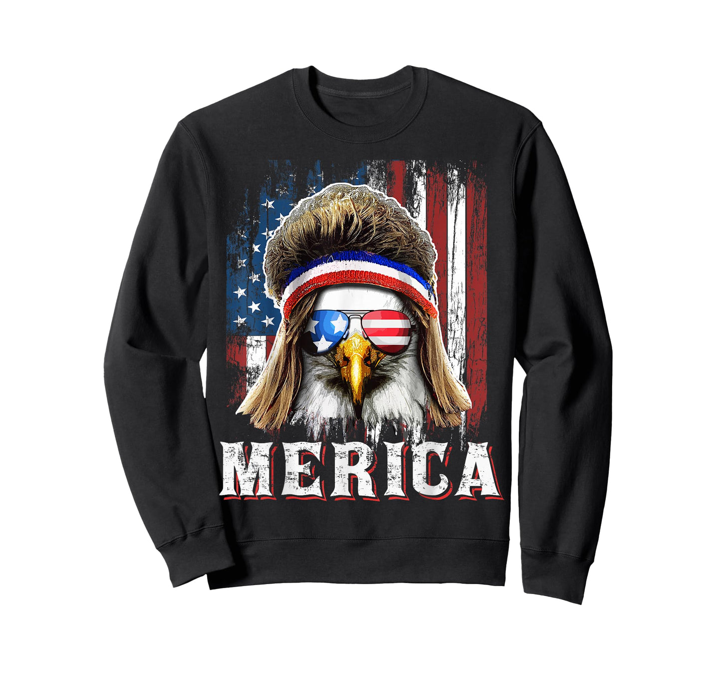 Merica Eagle Mullet 4th of July American Flag Stars Stripes T-Shirt