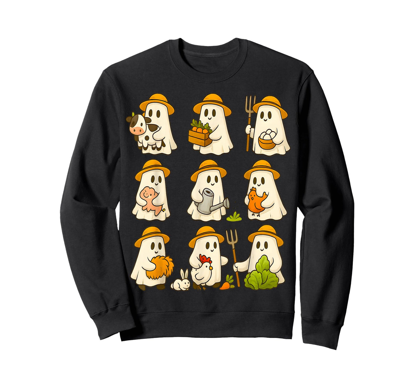 Cute Ghost Farmer Halloween Fall Farming Lover T-Shirt