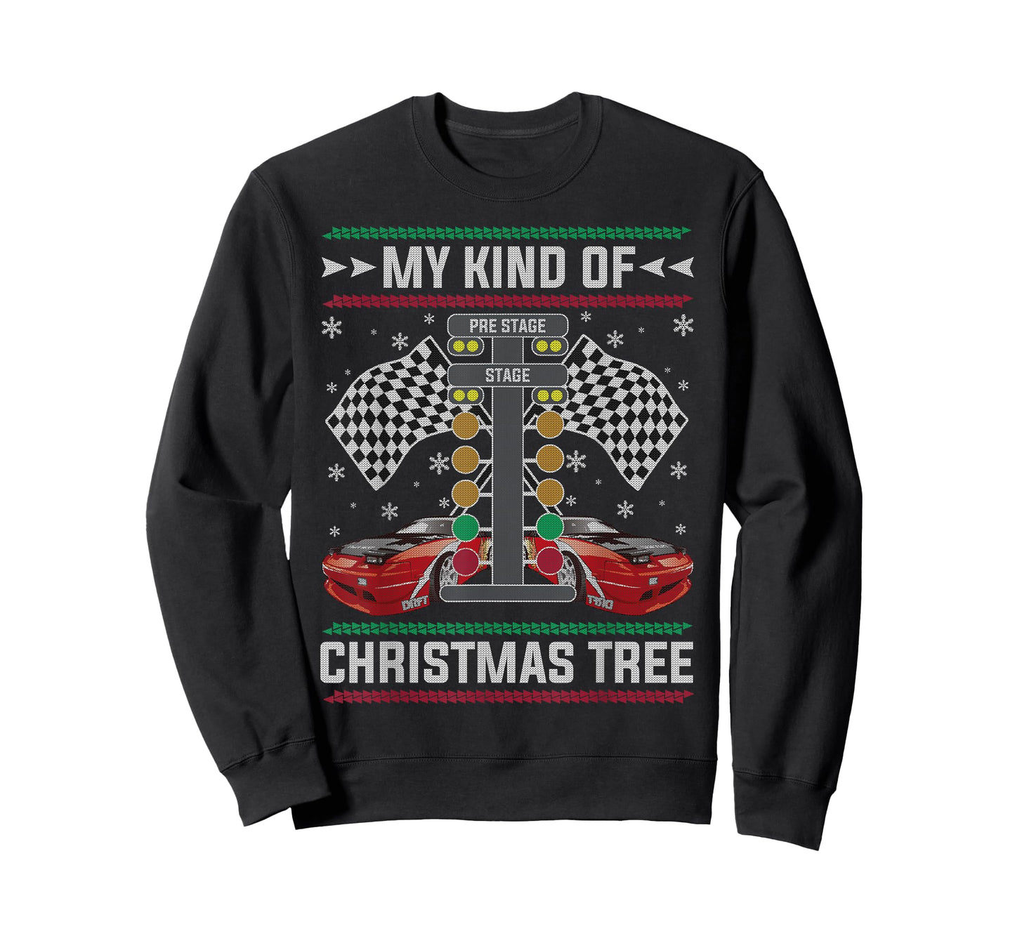 My Kind Of Christmas Tree Drag Racing Ugly Christmas Sweater T-Shirt