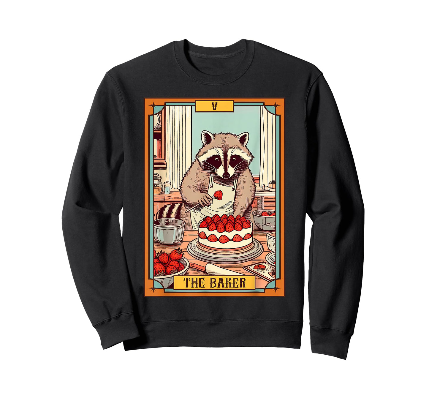 Baker Baking Lover Racoon making Cake The Baker Tarot Card T-Shirt