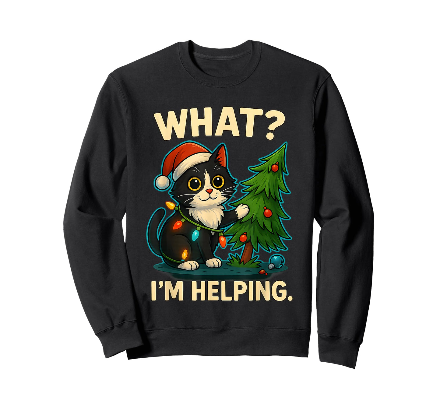 Funny Christmas Cat What I’m Helping Holiday Tuxedo Cats T-Shirt