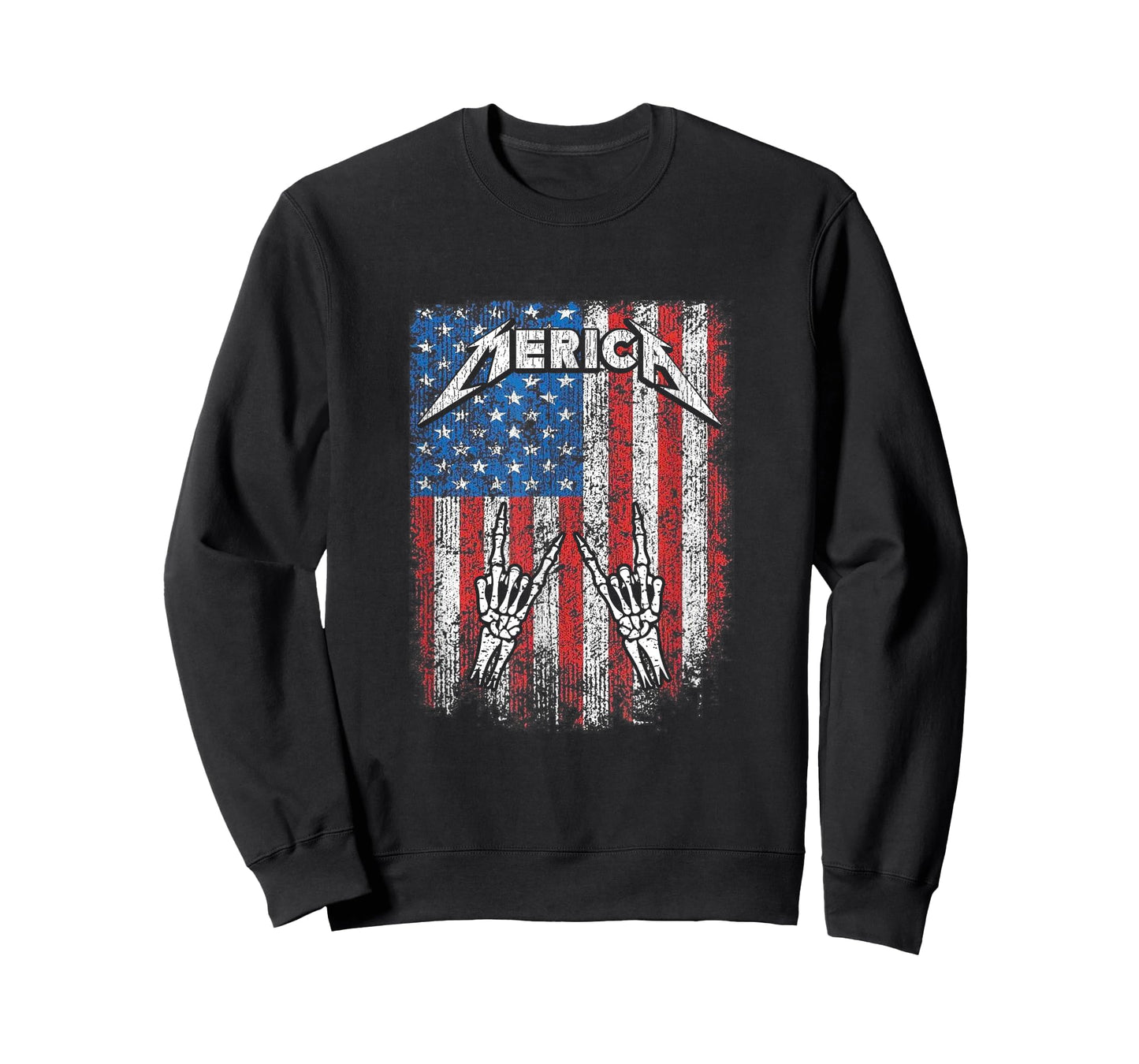 Rock Sign Heavy Metal 4th of July Us Flag Merica For Men T-Shirt