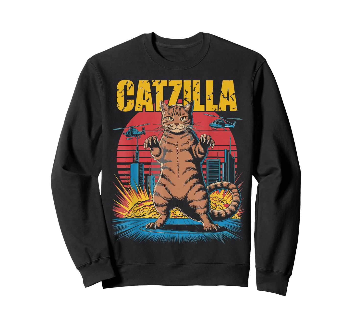 Catzilla Cat Funny Kitten Lover Japanese Art Men Women T-Shirt