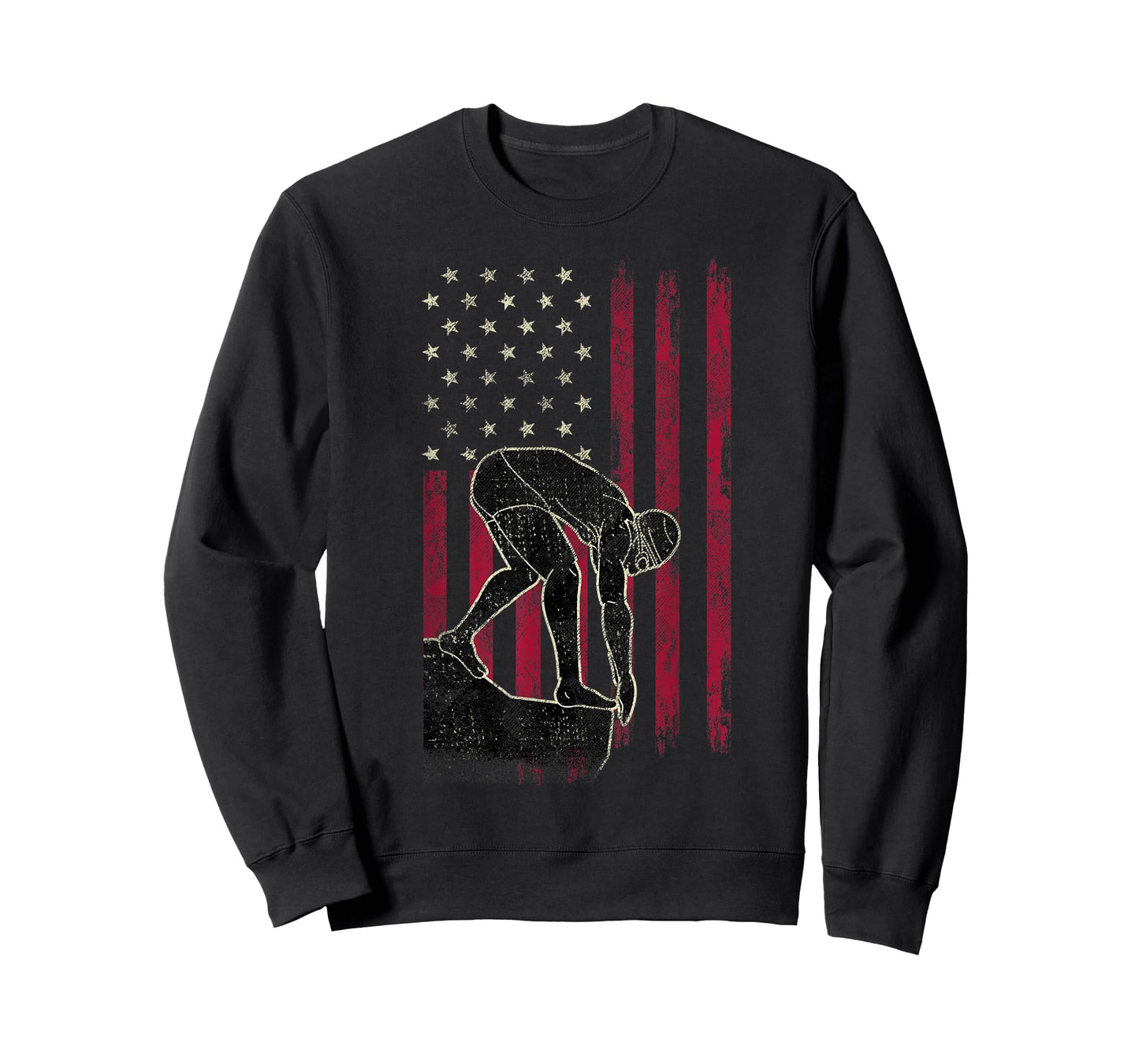 Swimming Vintage American Flag 4th Of July Tee Gift T-Shirt
