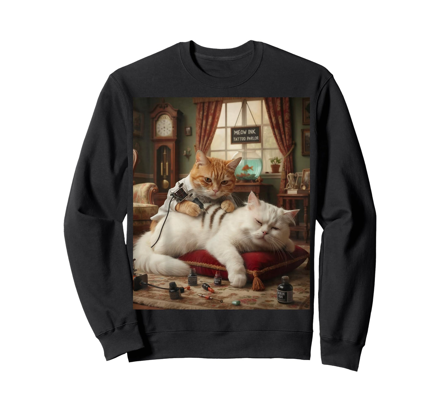 Cat Tattooing Cat Funny Meme Inked Kitty Humor Tattoo Artist T-Shirt
