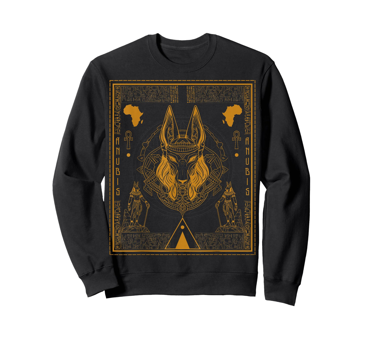 Sacred Geometry Science Egyptian God Anubis Kemetic Ankh T-Shirt