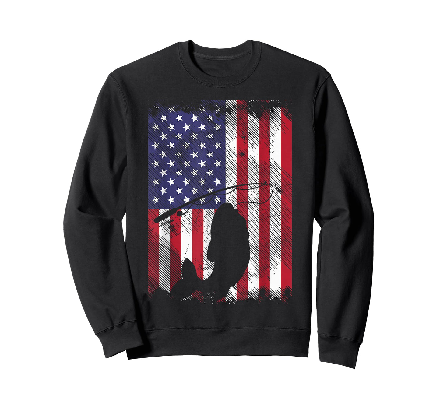 US Flag Fish 4th Of July Fishing Patriot Fisherman Dad Gift T-Shirt