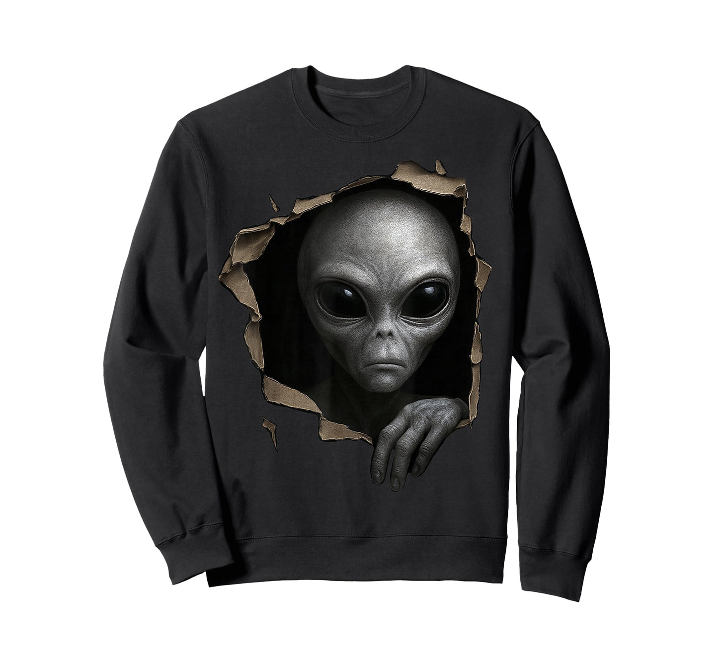 Alien Grey Torn Cloth Funny Extraterrestrial 3D Graphic T-Shirt