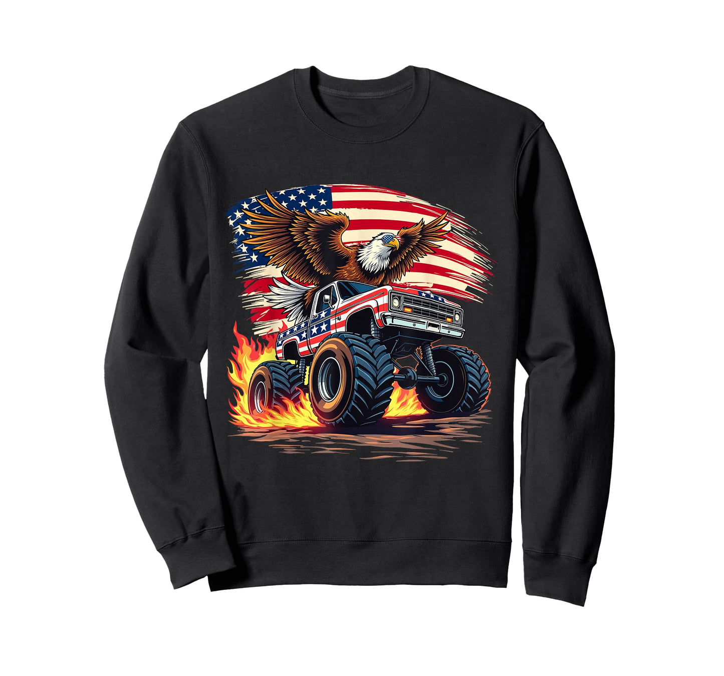 Bald Eagle Monster Truck - USA American Flag 4th Of July T-Shirt