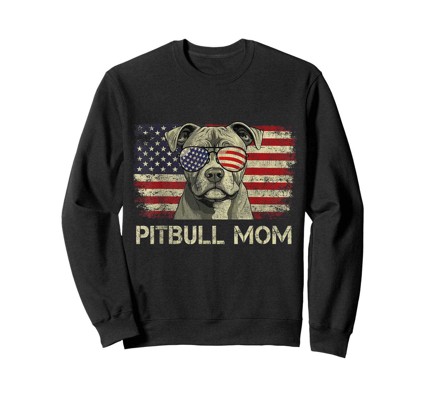 Pitbull Mom Dog Lovers American Flag 4th Of July T-Shirt