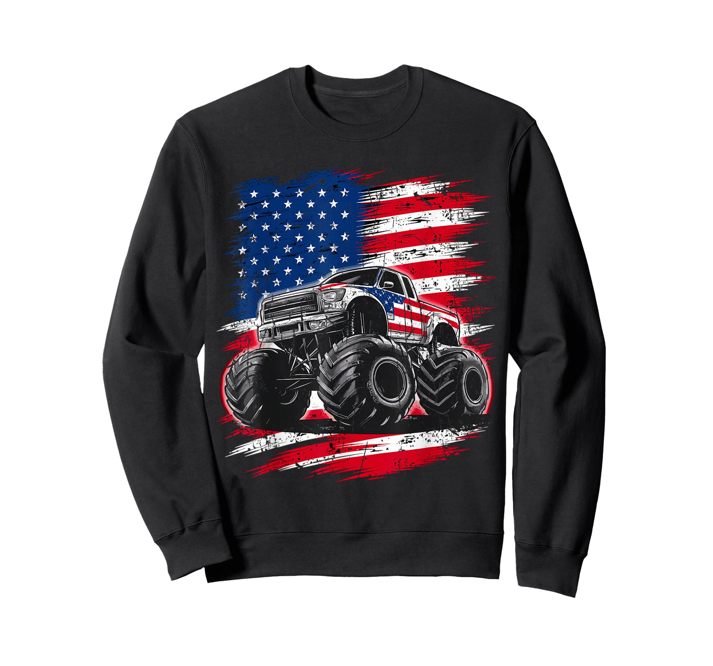 Monster Truck USA Flag American T-Shirt