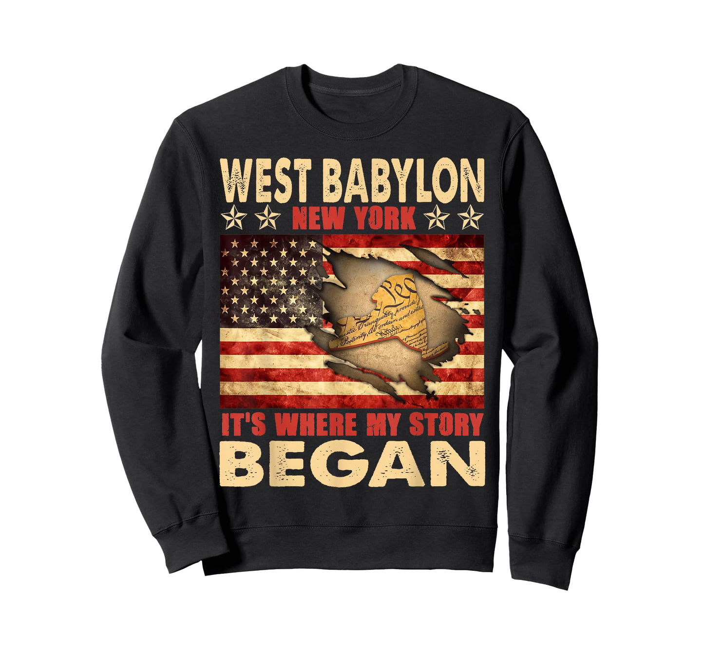 West Babylon New York USA Flag 4th Of July T-Shirt