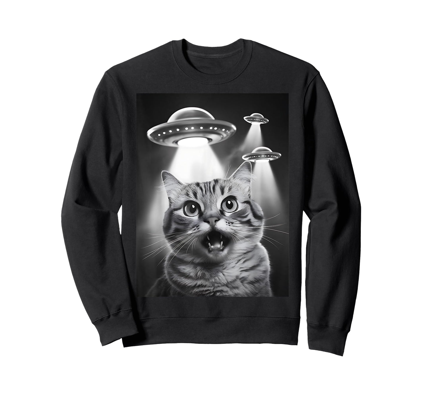 Alien UFO Funny Cat Selfie T-Shirt