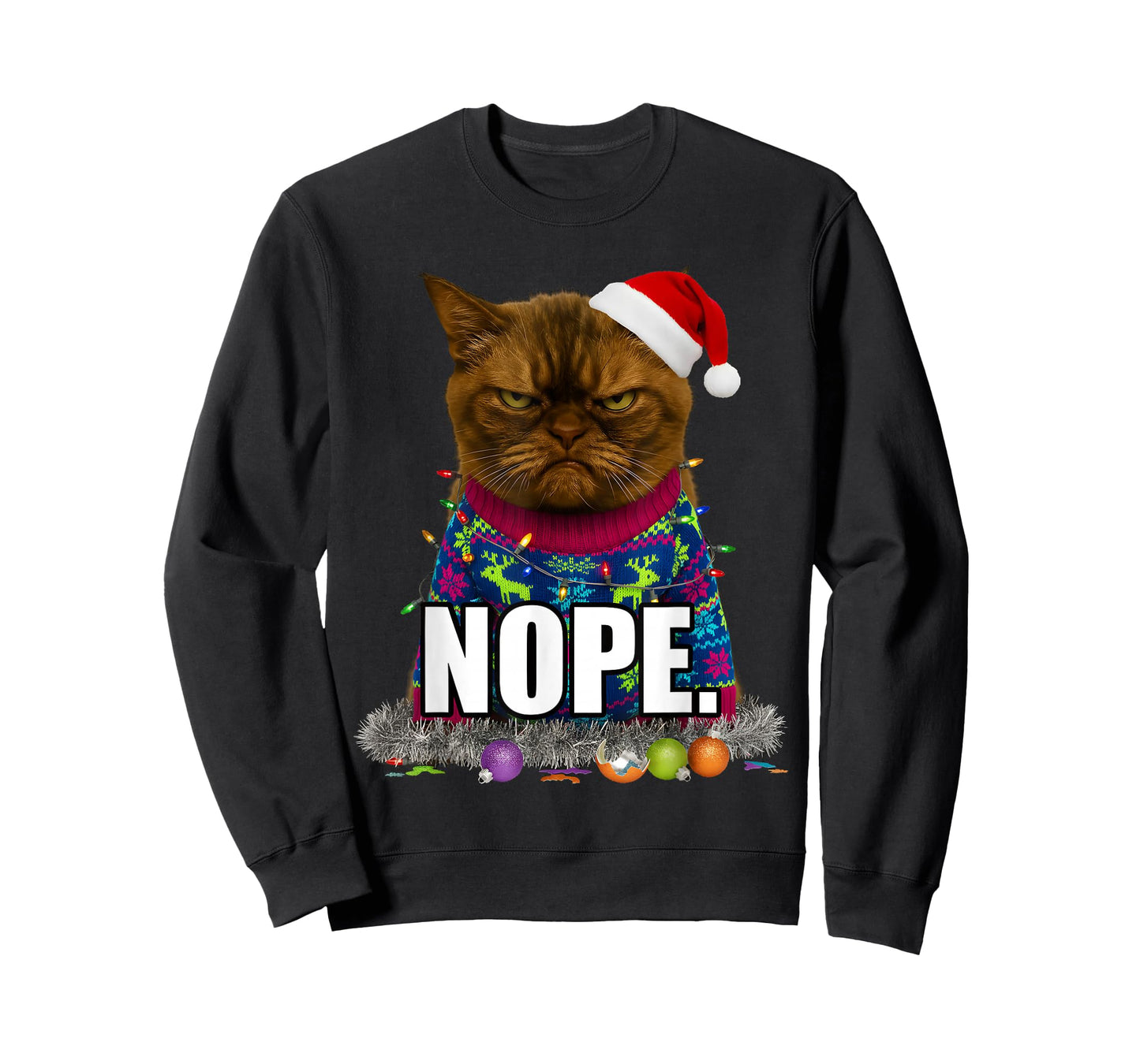 Ugly Christmas Cat Meme Grumpy Face Mood Disgusted T-Shirt
