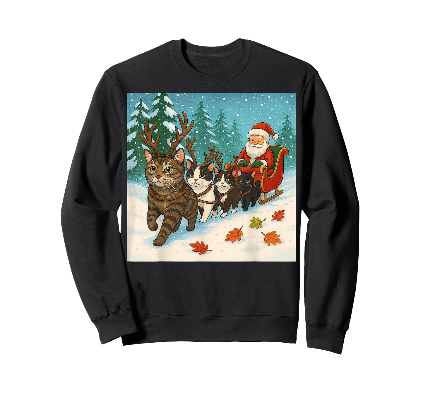Funny Cat Reindeer Santa Christmas Design for Men Women Kid T-Shirt