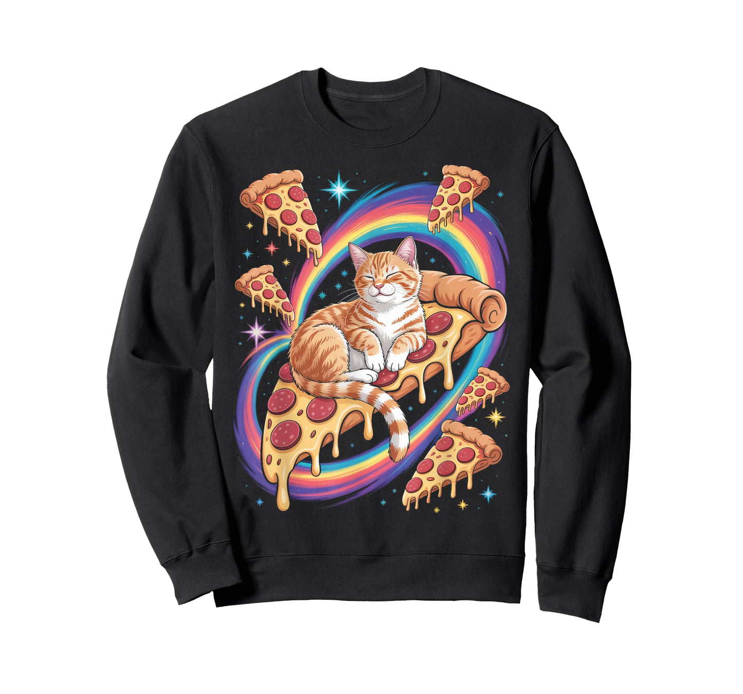 Kawaii Cat Space Planets Alien Pizza Space Cat Astronaut T-Shirt