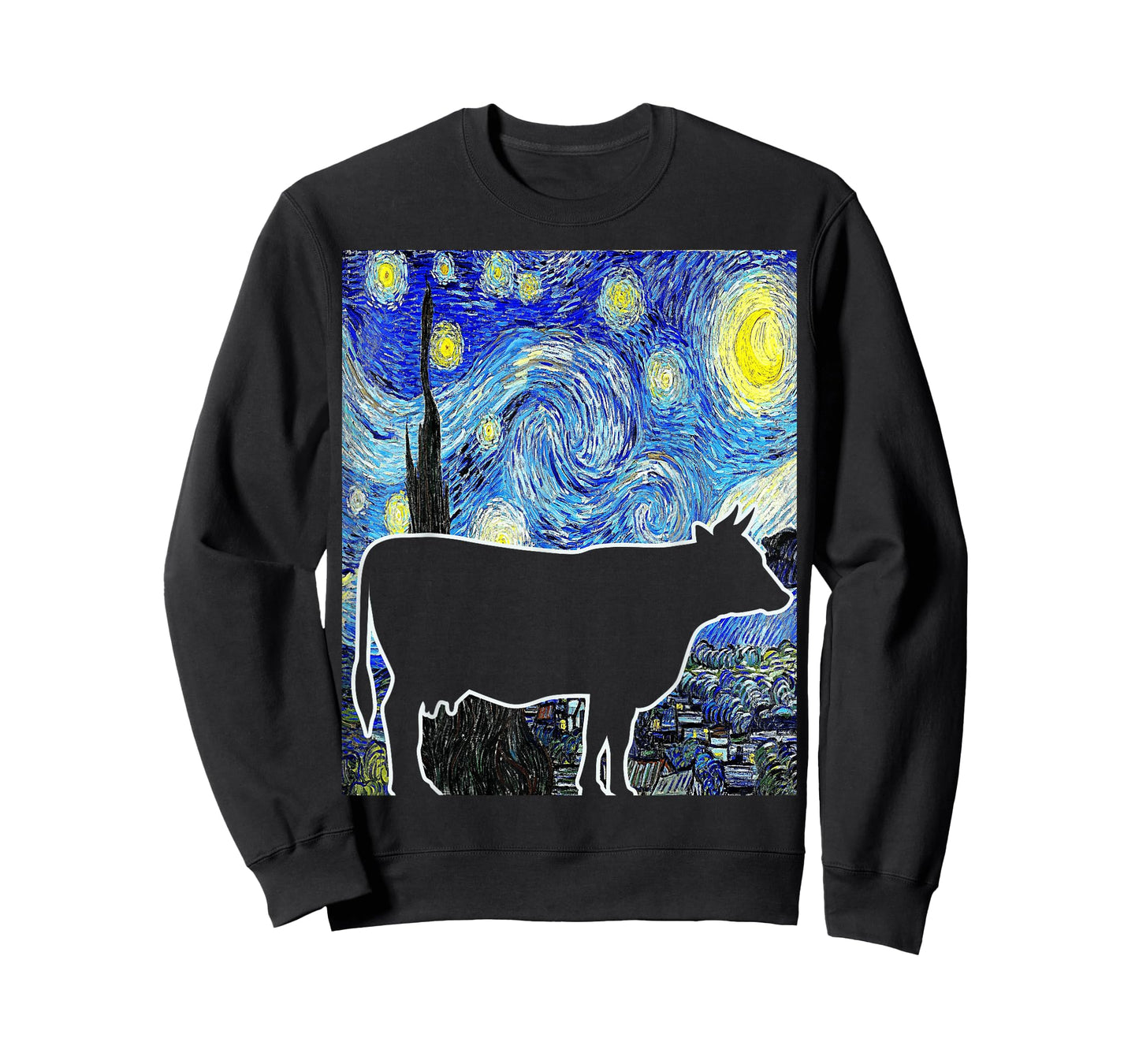 Cow Starry Night Van Gogh Funny Cow Farmer T-Shirt