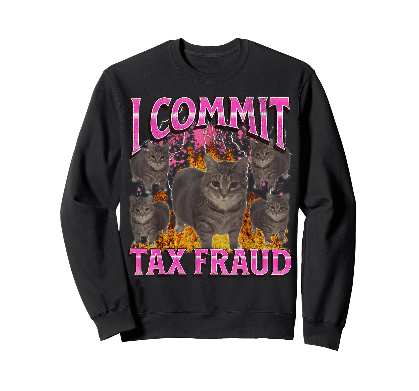 I Commit Tax Fraud Funny Oia Oia Cat Meme Bootleg Graphic T-Shirt