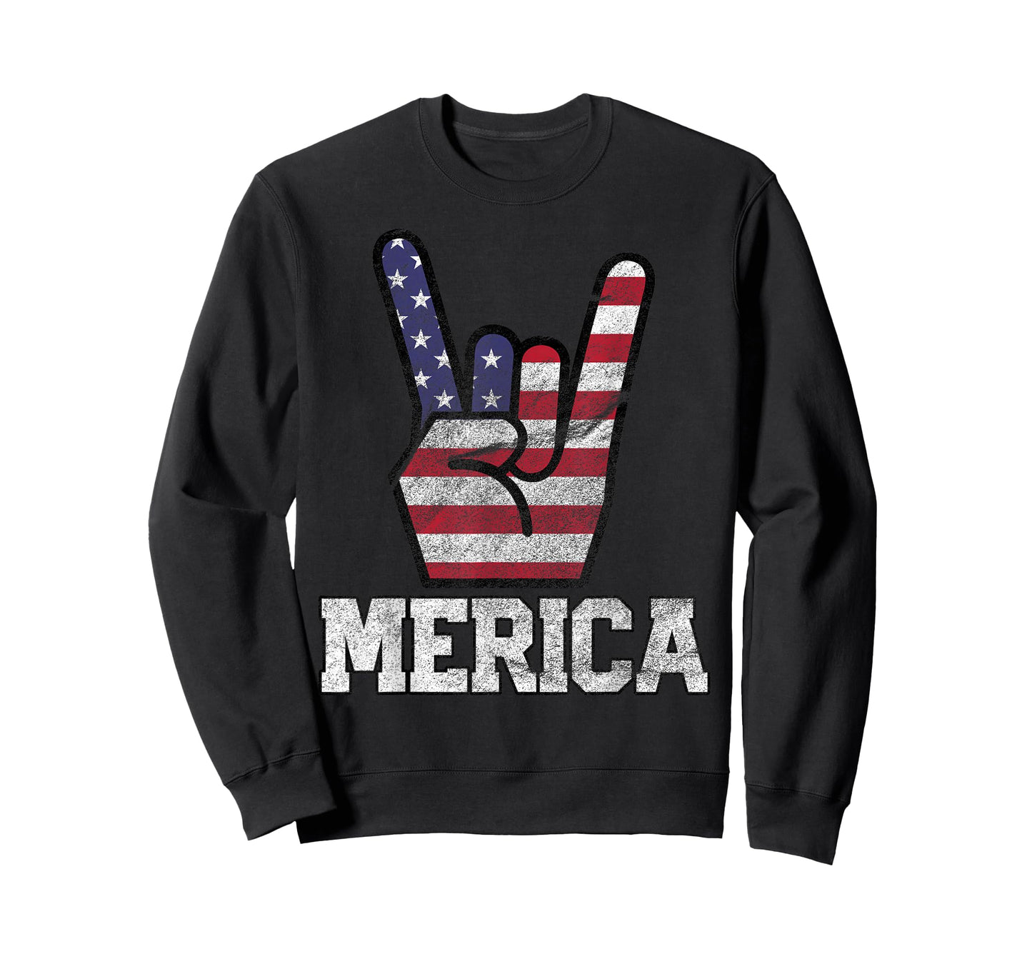 Merica Rock Sign 4th of July Vintage American Flag Retro USA T-Shirt Small