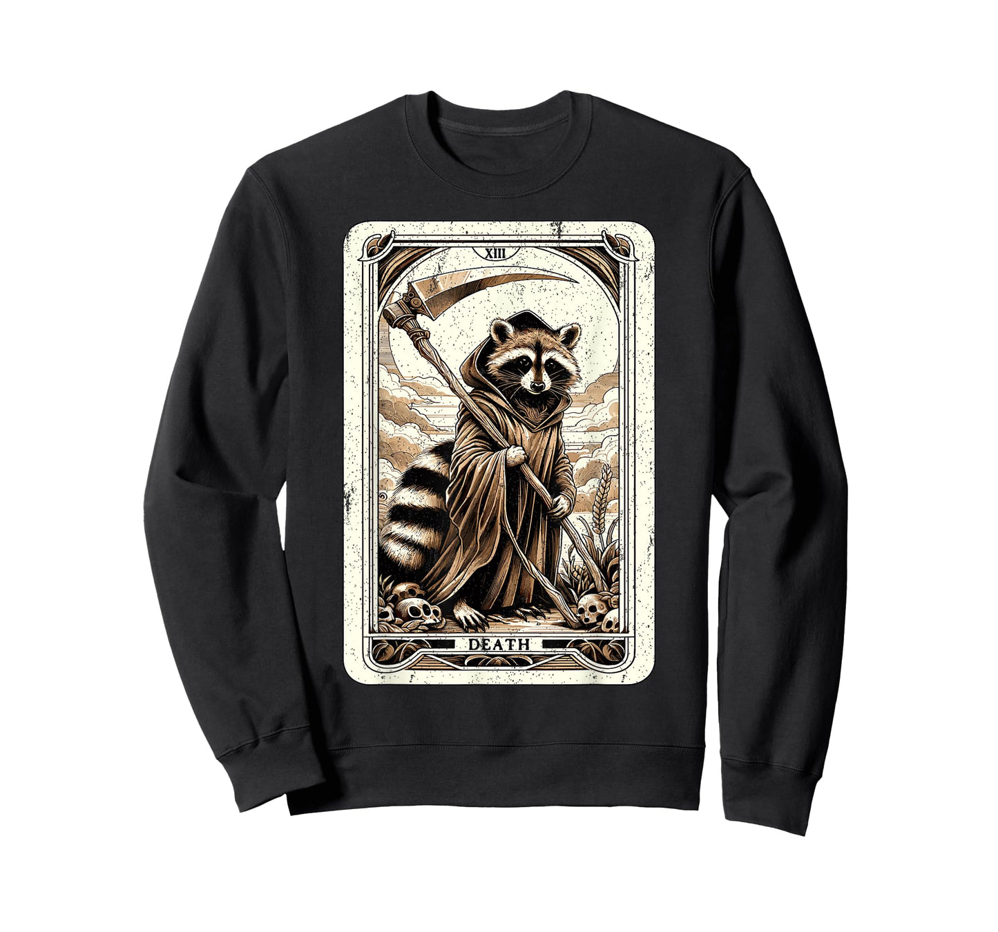 Raccoon Tarot Card Death Witchcraft Occult Raccoon T-Shirt, Small