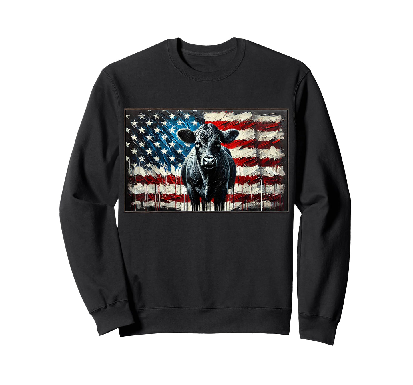 Angus Rancher USA American Flag Cow T-Shirt