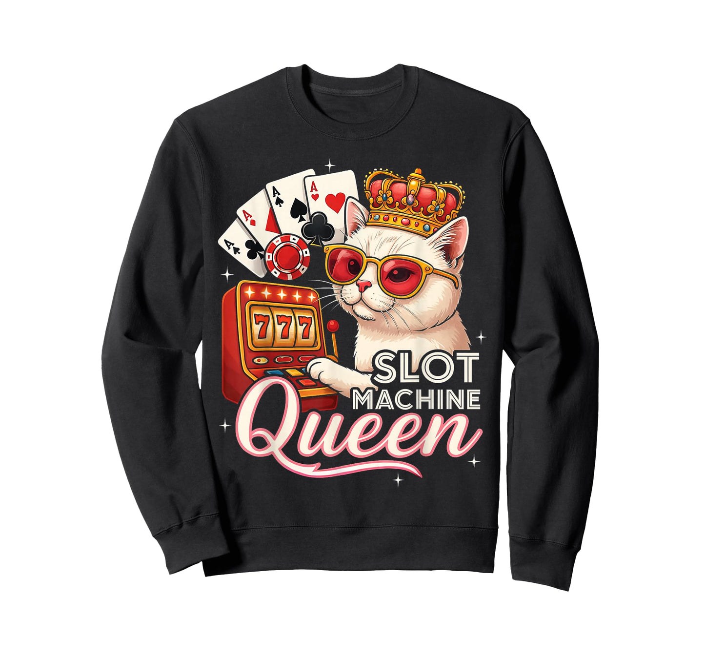 Lucky Slot Machine Queen Cute Cat Casino Gambling Lovers T-Shirt