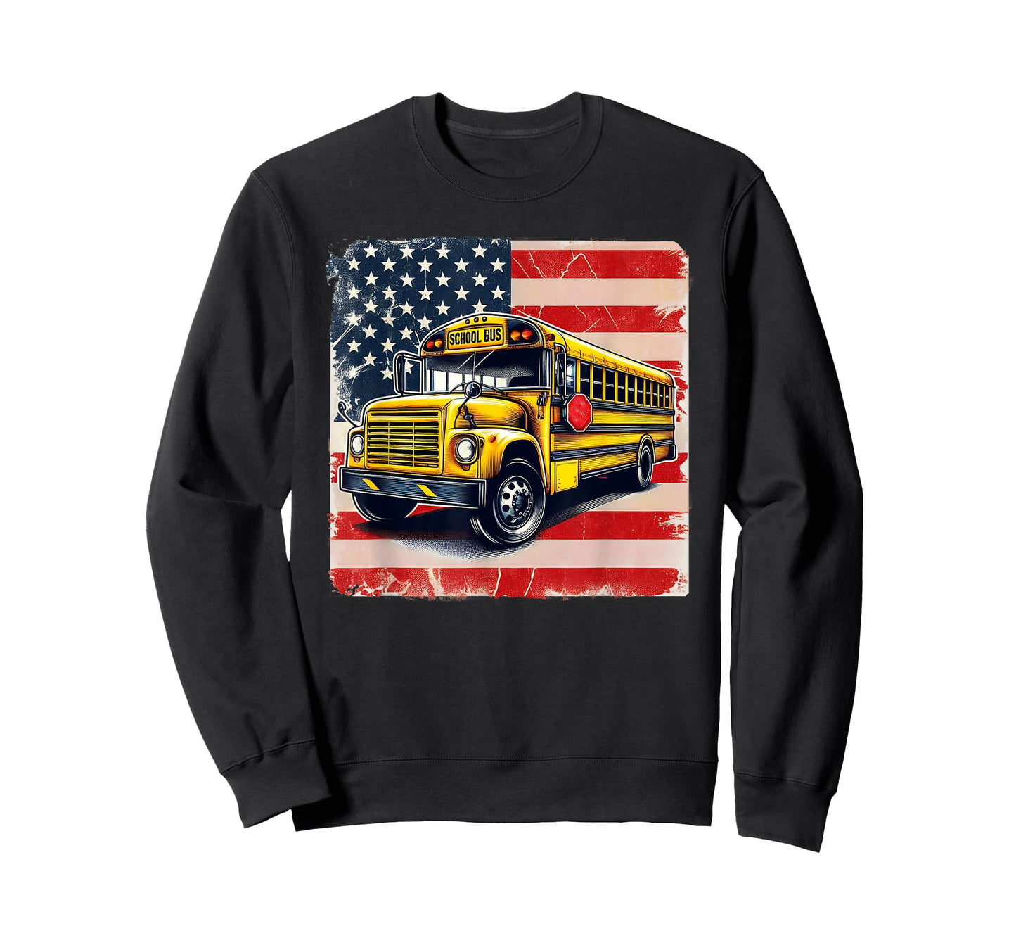 Patriotic School Bus Driver 4th Of July USA Flag Bus Graphic T-Shirt