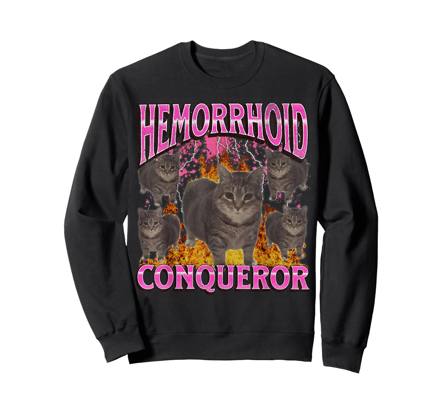 Hemorrhoid Conqueror Funny Cat Meme Bootleg Graphic T-Shirt for Men Women