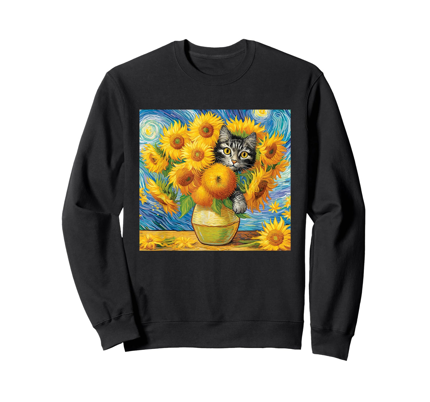 Van Gogh Sunflowers Kitten T-Shirt