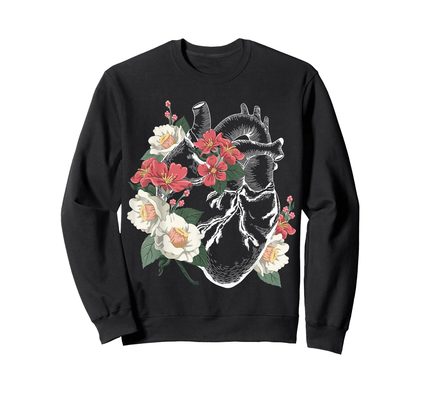Anatomical Heart Shirt Floral Organ Cardiology Cardiac Nurse T-Shirt