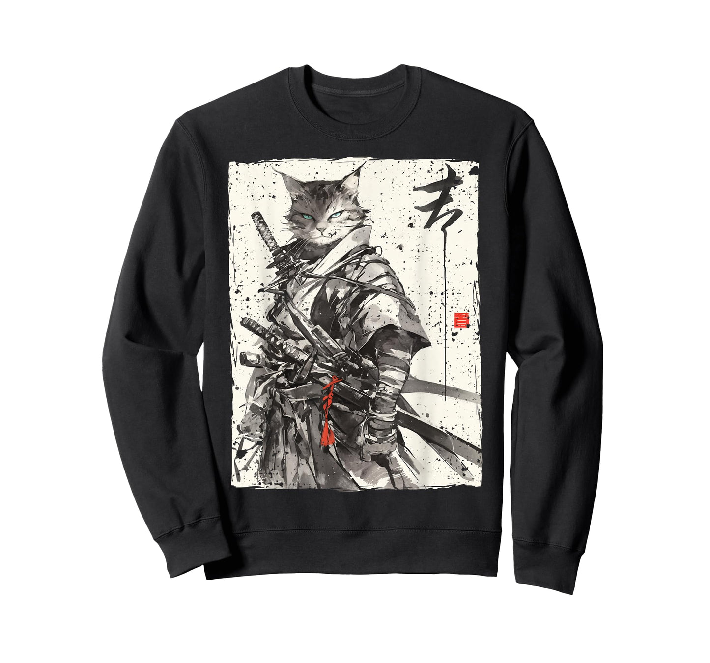 Samurai Cat Warrior Ukiyo Ink Artwork Cat Samurai T-Shirt
